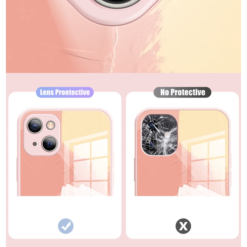 WaterColor Tempered Glass Case untuk iPhone 13 Pro Max 12Pro 12Mini Cover