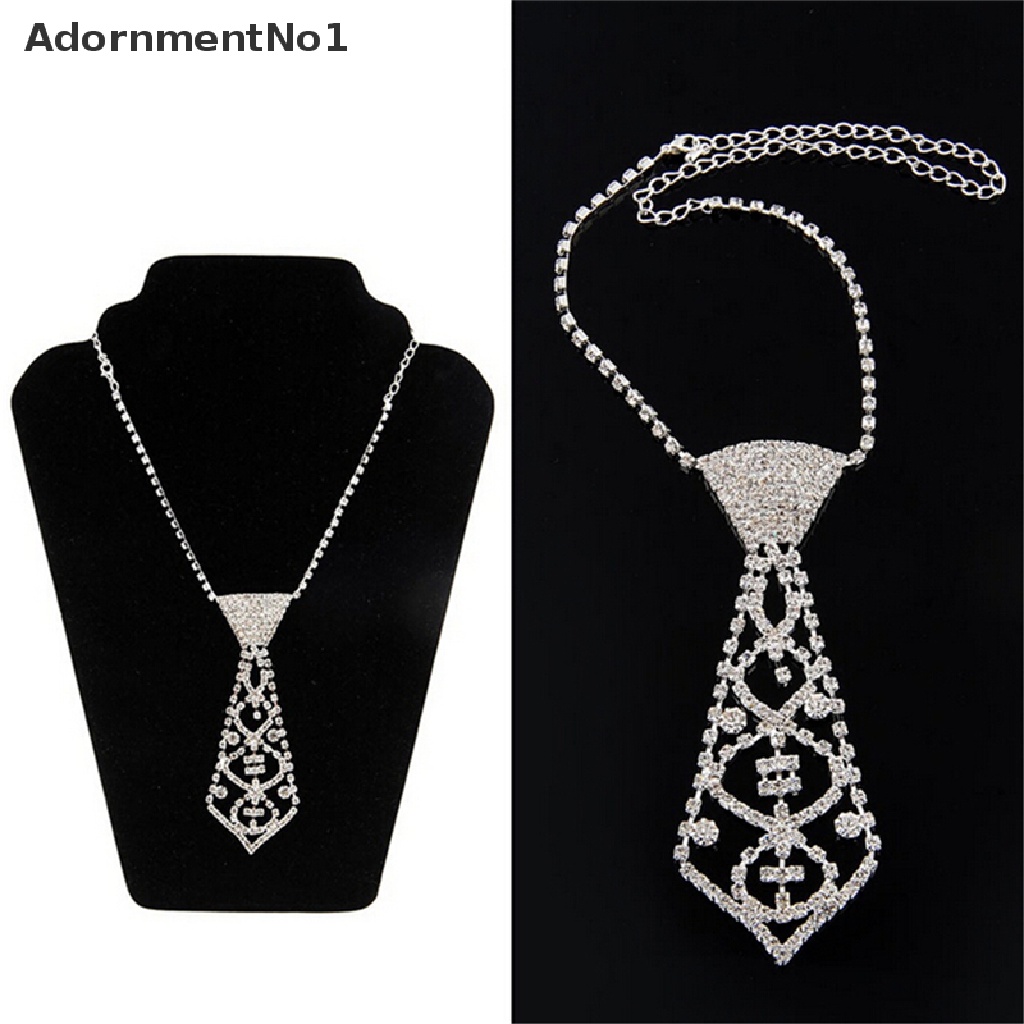 (AdornmentNo1) Kalung Choker Sexy Bentuk Dasi Aksen Berlian Imitasi Untuk Perhiasan Wanita / Pesta