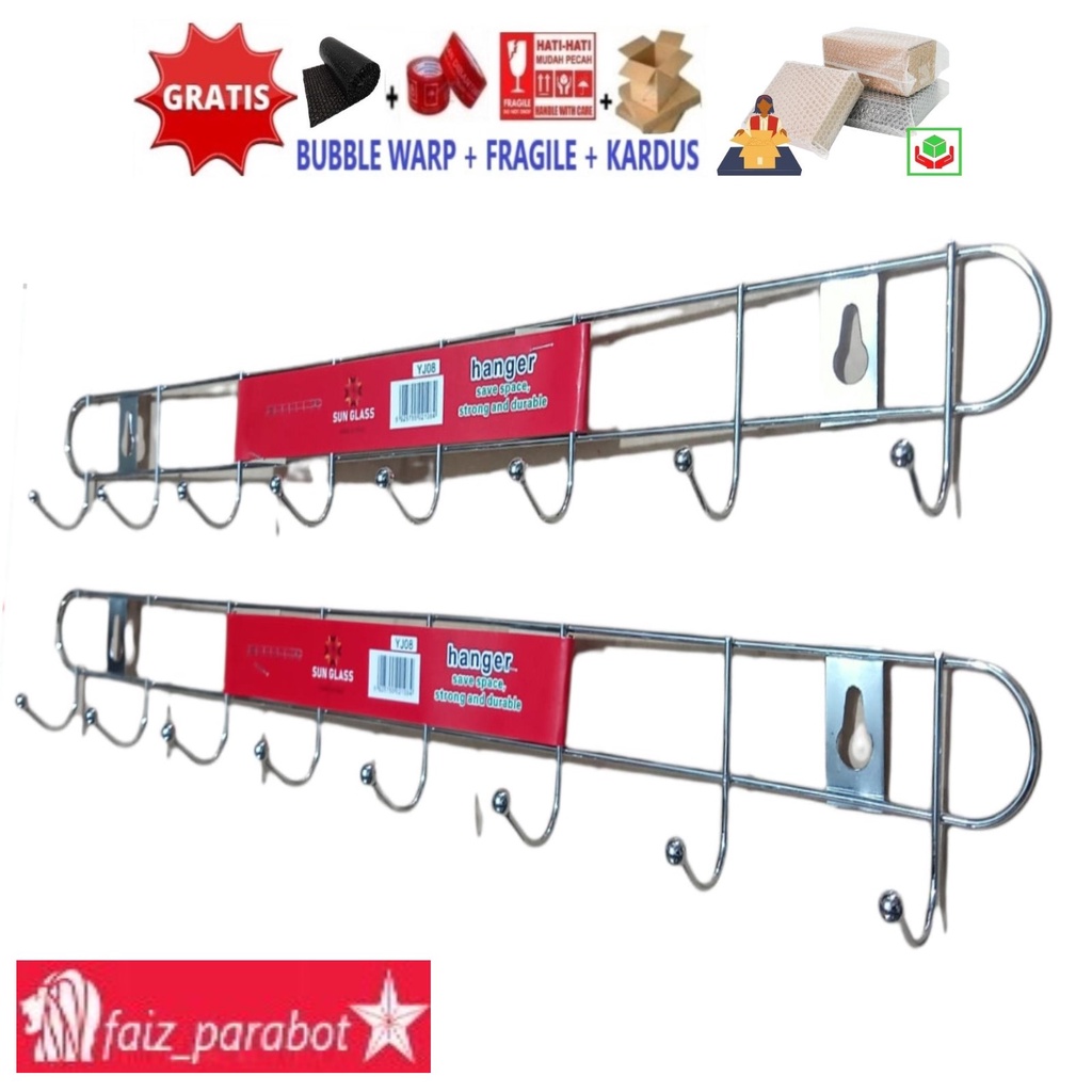 Serba grosir murah Gantungan baju dinding stainles hanger kapstok 8 kait