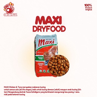 MAXI Cat food 7 bungkus @ kemasan 1kg rasa Chicken tuna Makanan Kucing kering premium murah