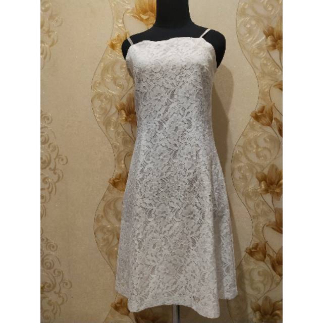 Dress brokat putih Import Korea