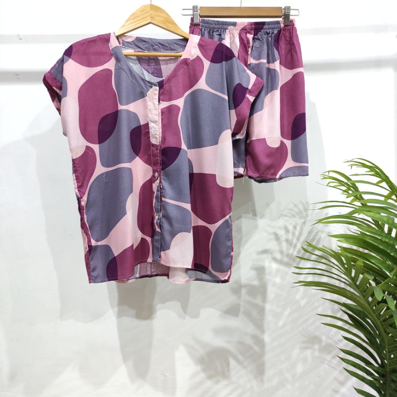 PIYAMA KANCING PENDEK HITS PIYAMA KANCING BUSUI | PIYAMA RAYON | HOMEWEAR-PD NK22