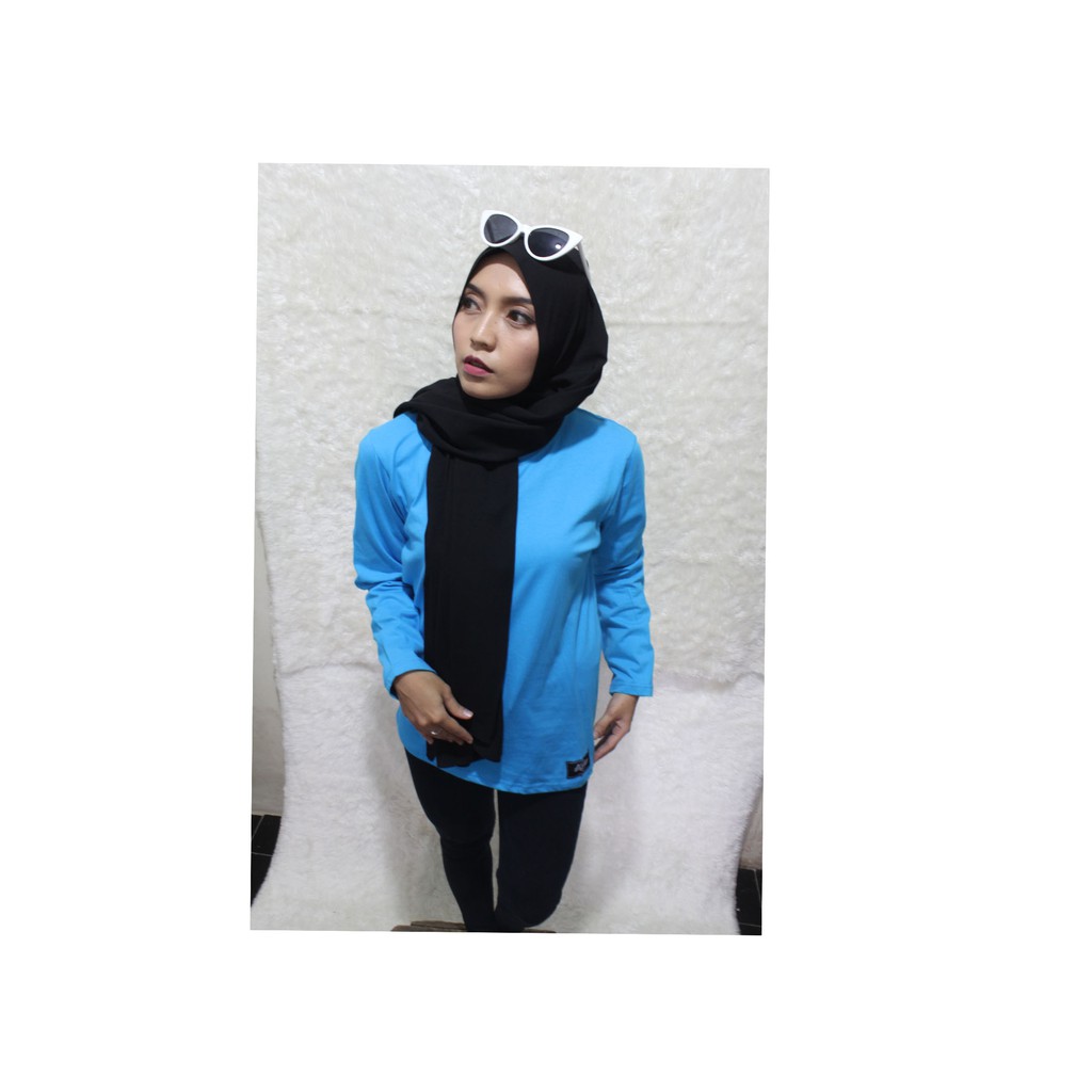 Kaos polos Cewe Panjang Biru Langit