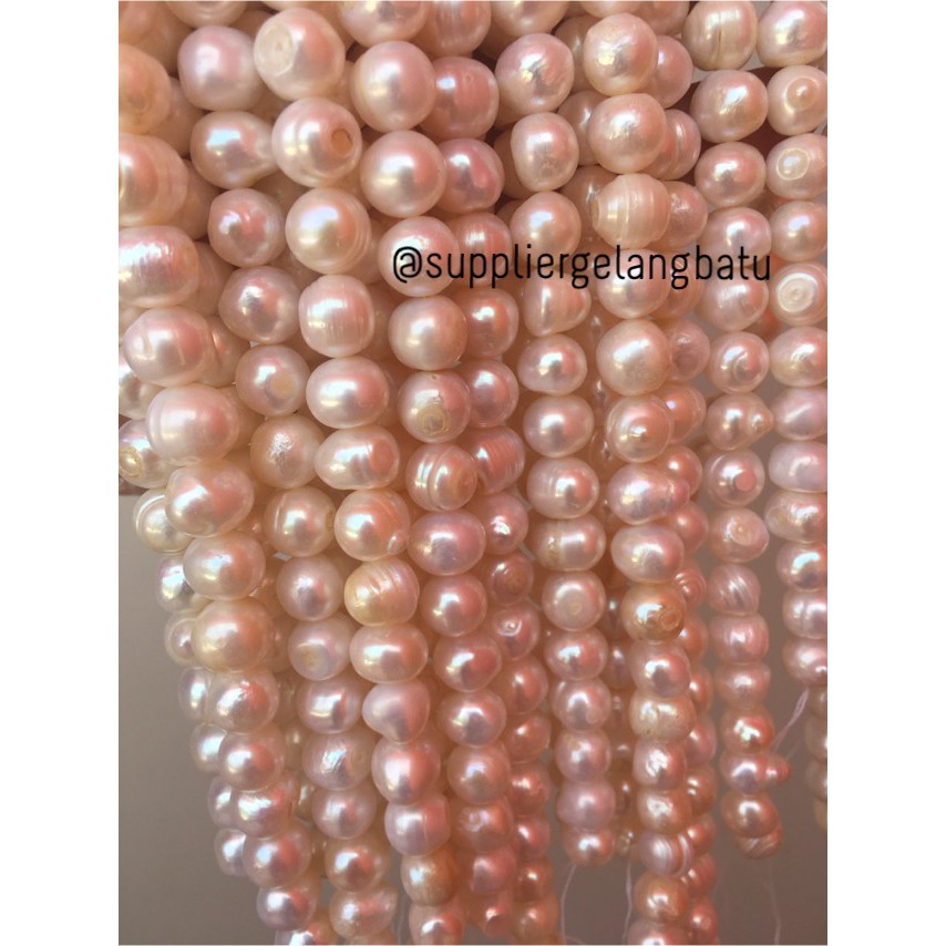 Bahan Aksesoris Mutiara Air Tawar Barok / Baroque 8 x 12mm Bulat pearl beads craft aksesoris bahan