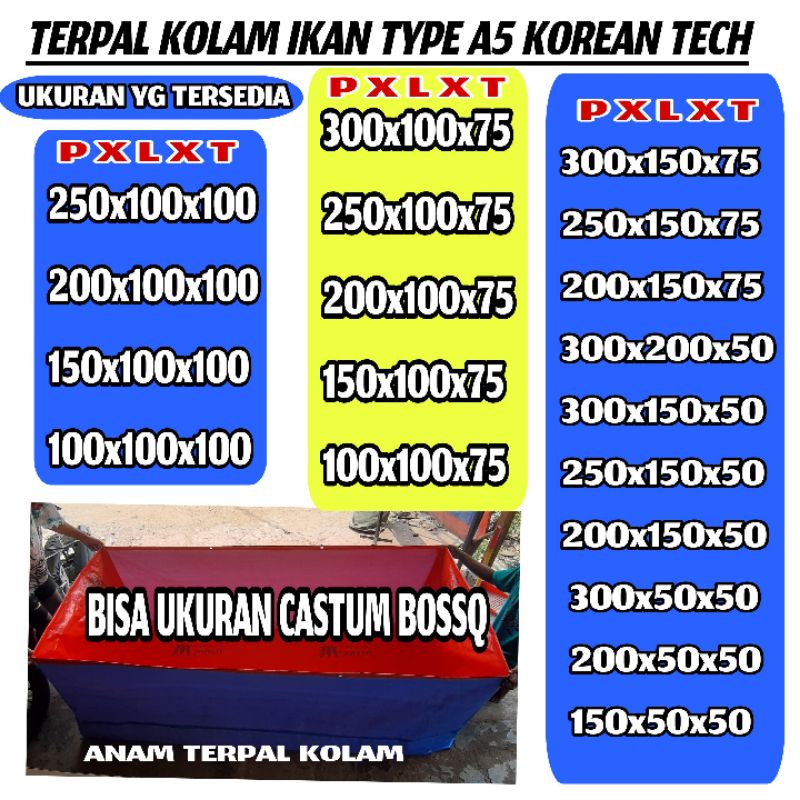 TERPAL KOLAM IKAN 300x200x50 A5 KOREA