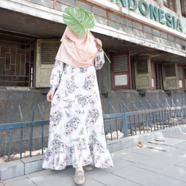 Gamis Dress Royal Satin Premium Motif Bunga Vol.1