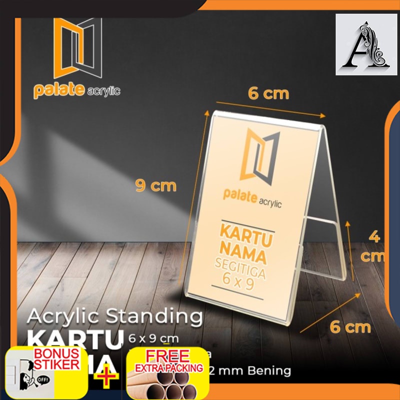 

Murah Akrilik Kartu Nama 2 sisi / Acrylic / Akrilik Display meja 6X9 cm