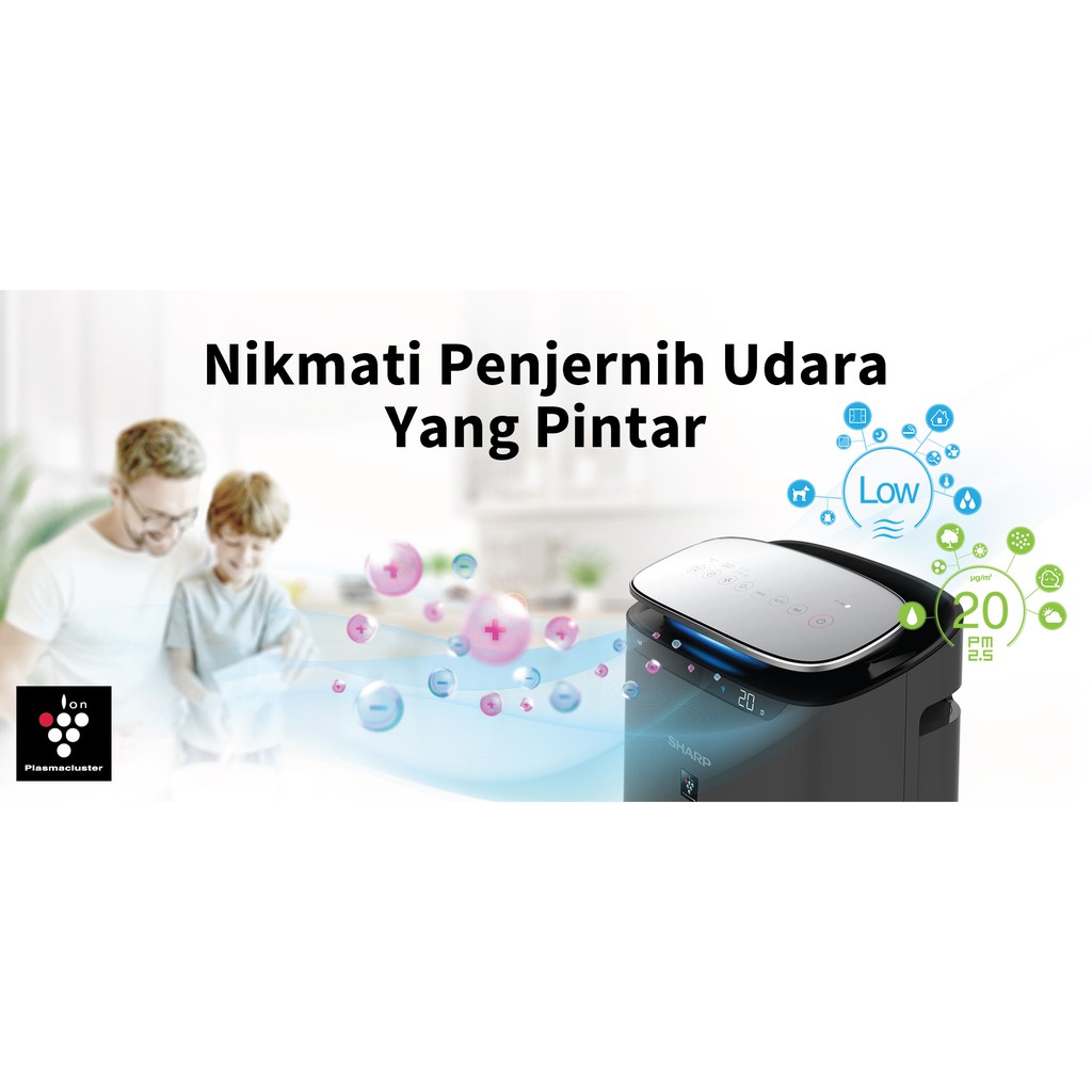 SHARP FP-J80Y-H Smart Operation with AIot Air Purifier ruangan 62 m² 48 W remote control di hp