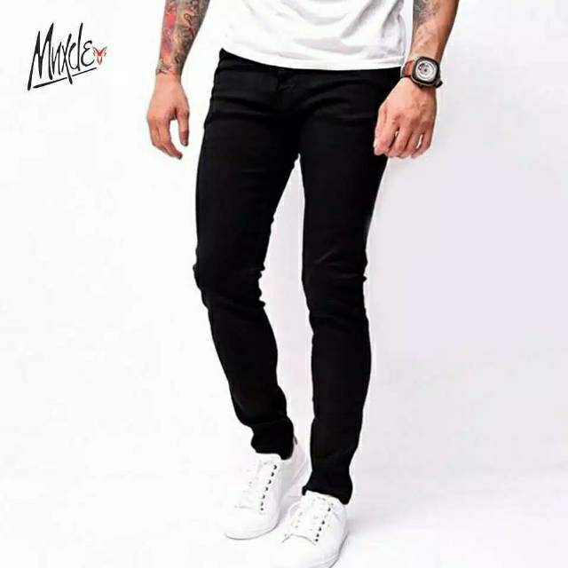 Celana Jeans Panjang Pria Distro Slim Fit Hitam RC Melar Stretch NR_Outfit Official COD