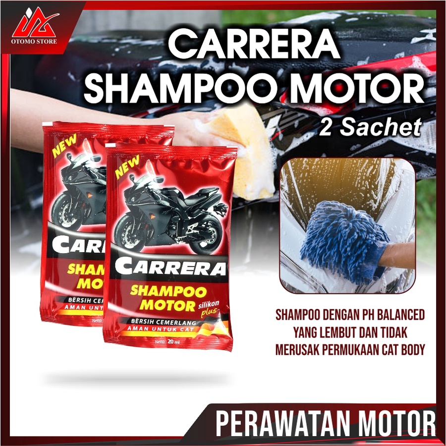 2PCS SHAMPOO MOTOR CARRERA Doff isi 20 ml - Sampo Cuci Motor - Sabun Cuci Motor &amp; Mobil Doff/Matte