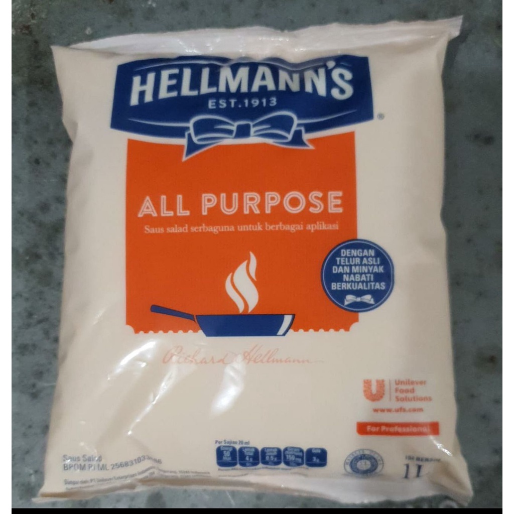 Hellmanns All Purpose Mayonnaise 1Ltr - Hellman Gosend Grab Only