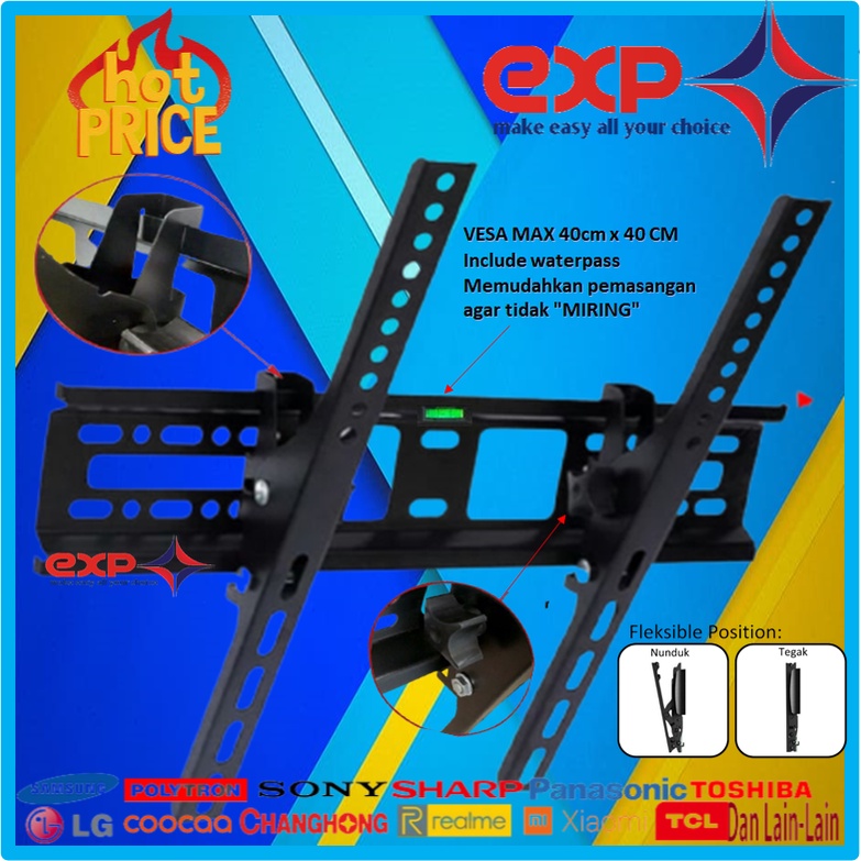 Garansi cocok!!! Bracket TV universal 42&quot; s/d 55&quot; Waterpas adjustable position-9