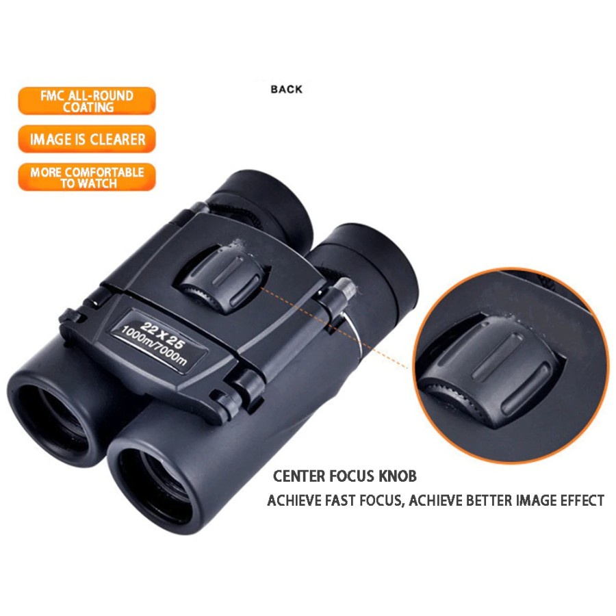 Teropong Binocular Outdoor Magnification 22x25 Long Range - PMT - Black