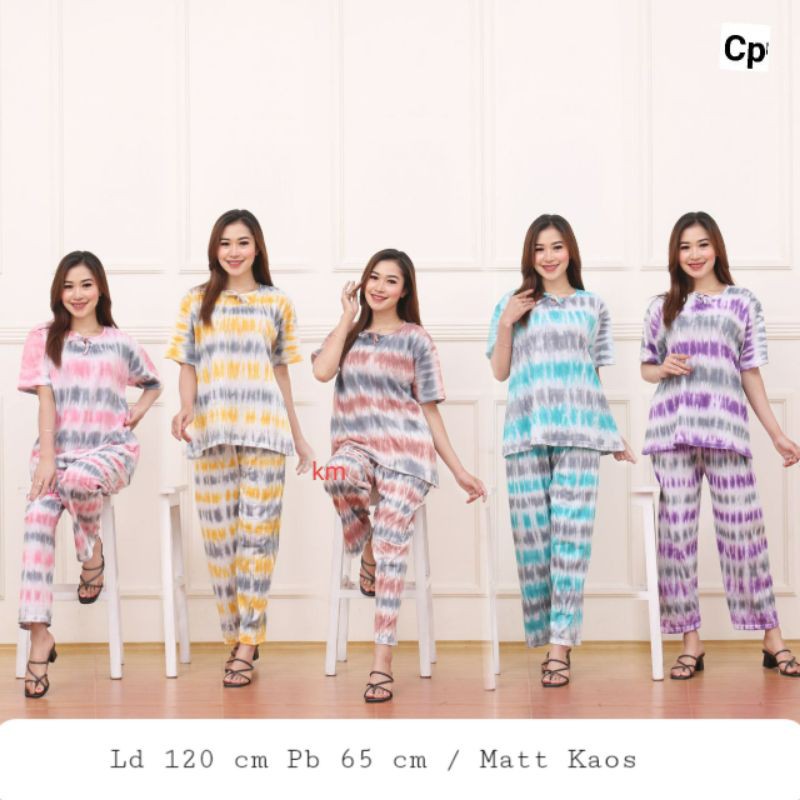 Yumi Set - Piyama Tiedye Jumbo Ld 120 cm Bahan Kaos Combed - Vianda Set Crinkle Airflow