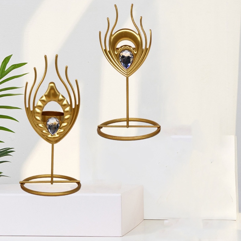 Ornamen Stand Holder Bentuk Bulu Bahan Besi Warna Emas Untuk Dekorasi Pesta Ulang Tahun