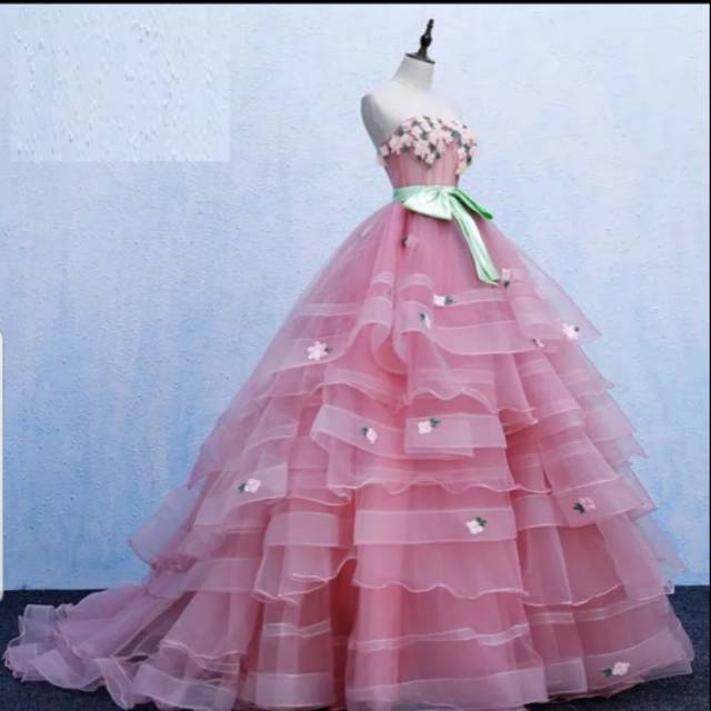 Gaunpengantin/baju pengantin /wedding dress pink wedding dress  remple  dress  pink