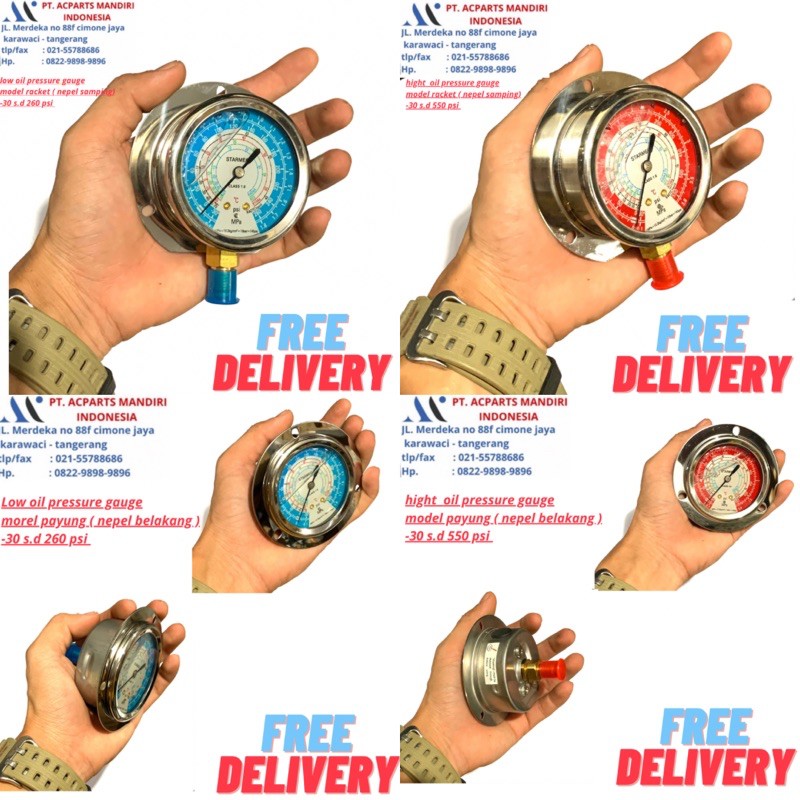 refrigerant oil pressure gauge model refco / meteran tekanan freon model refco