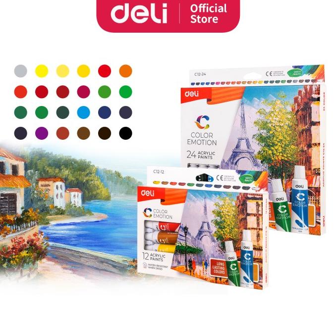 

Deli Acrylic Paint / Cat Akrilik 12/24 Warna Kemasan Kotak 12ml EC12