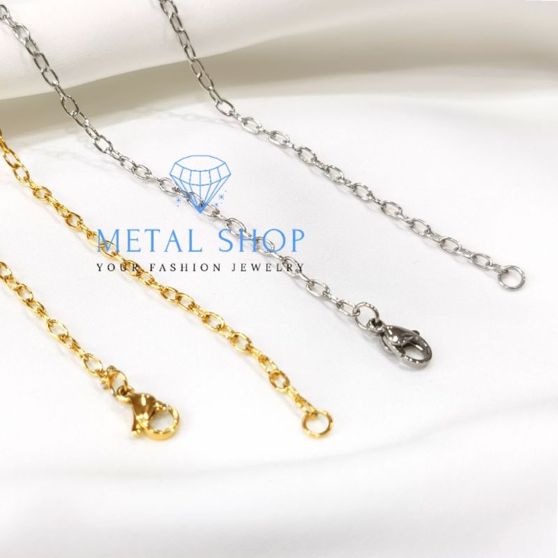 Kalung Titanium Pria Wanita Warna Emas dan Silver Model Nuri Donat Panjang 45cm