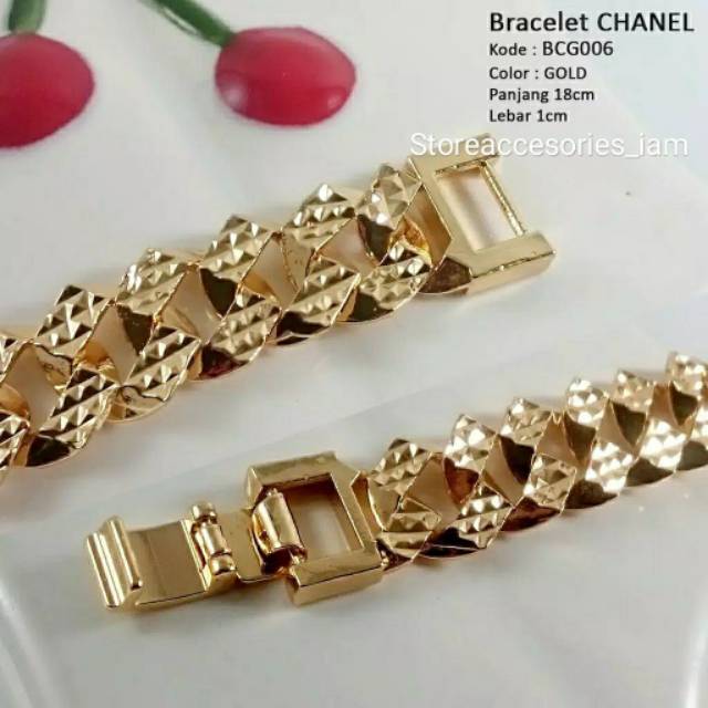 Xuping-gelang rantai plat chanel gold berlapis emas