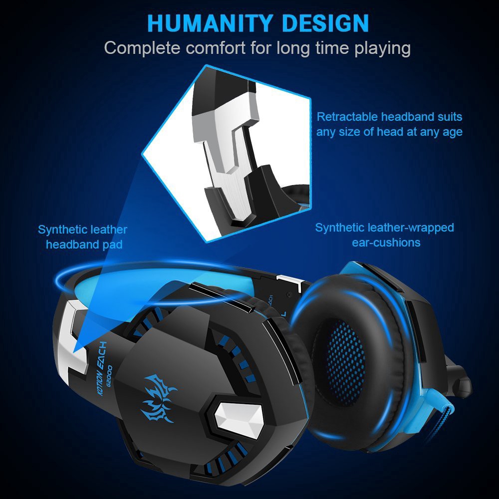 NEW Kotion Each G2000 Headset Gaming Dengan Mikrofon HD Untuk 3.5mm Jack for Pc Ps4 Ps3 Xbox Switch Headphone Gaming