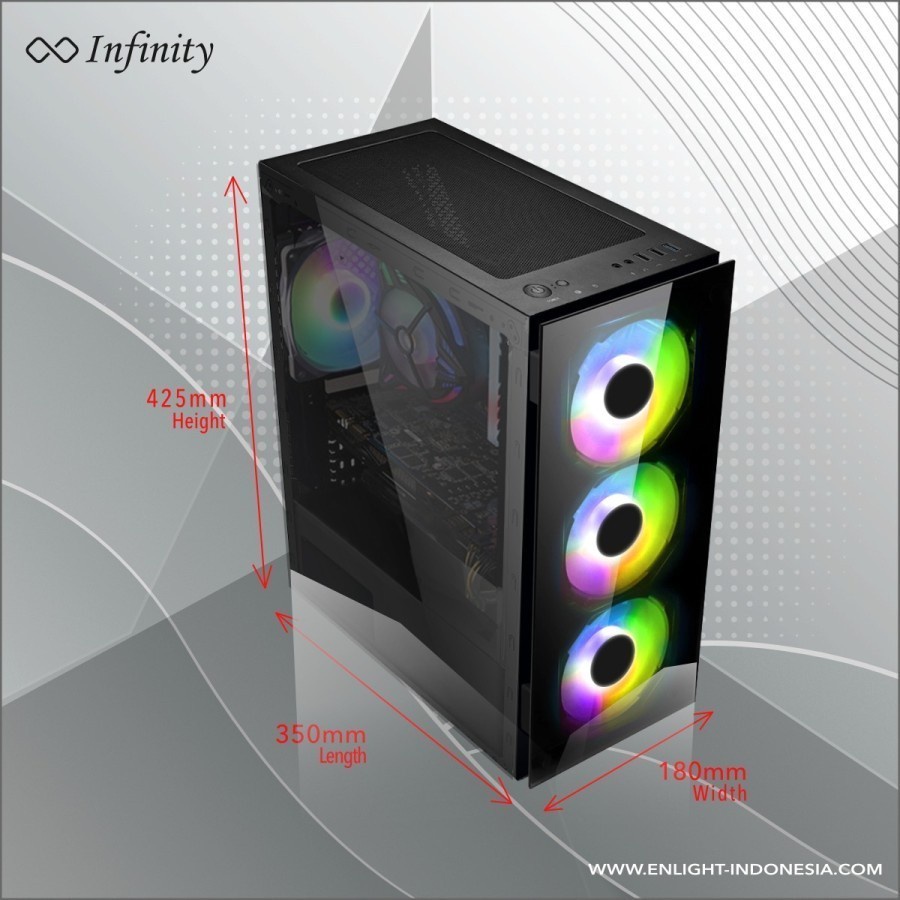 CASING GAMING INFINITY VESTA WITH 4 FAN LED BLUE ATX GAMING PC CASE CASING + FAN