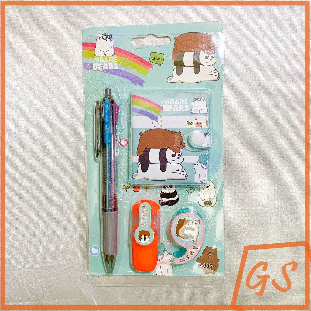 

Paket ATK 4 in 1 WBB / Bundle Lengkap Cocok Untuk Anak Sekolah / 1 Set Alat Tulis Lengkap Gambar We Kartun Bear Bears