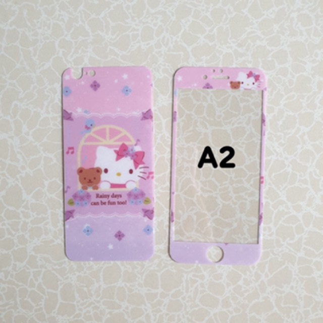 [ vhieshop ] Anti gores ip  6plus Cartoon tempered glass RANDOM MOTIF