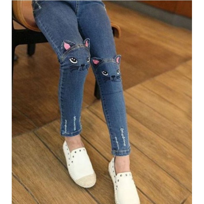  Celana  Jeans  Panjang Anak Perempuan  Cewek Motif Bergambar 