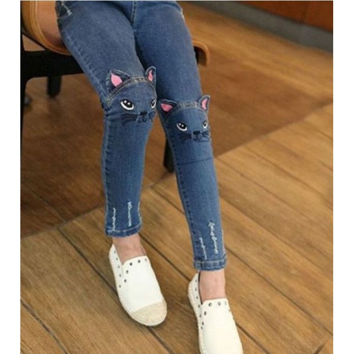 Celana Jeans Panjang Anak Perempuan Cewek Motif Bergambar Celana Jeans Panjang Anak Perempuan Cewek Motif Bergambar