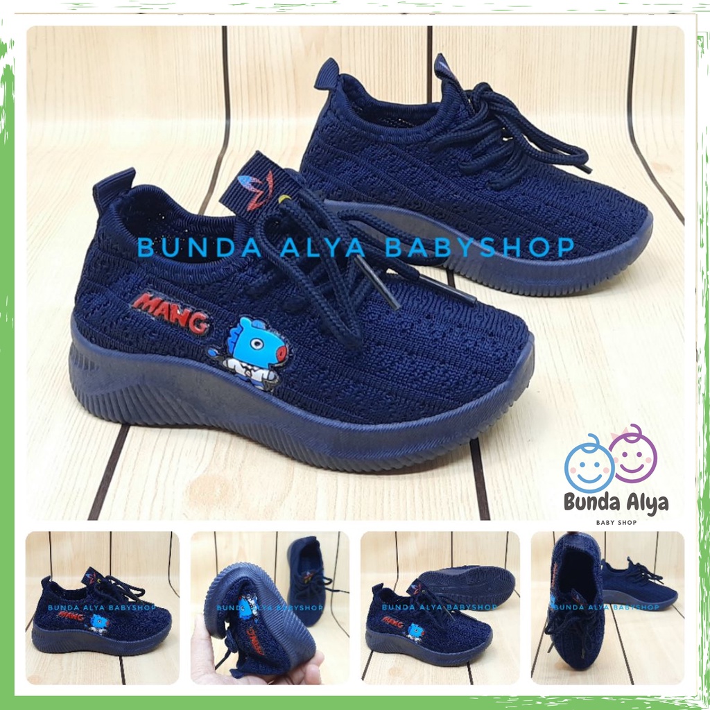 Sepatu Anak Laki Laki IMPORT Usia 1 Sampai 7 Tahun Navy Sepatu Anak Unisex  Lentur Elastis Motif Karakter Lucu Model Kekinian Anti Licin Size 22 Sampai 36