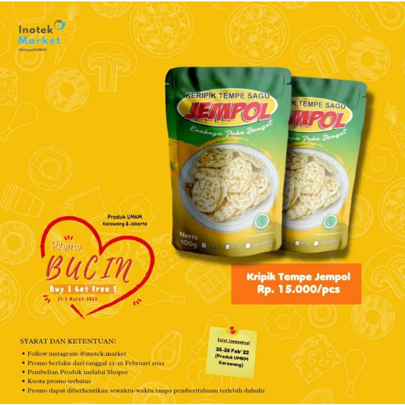 

(BUY 1 GET 1 FREE)KRIPIK TEMPE JEMPOL 100G