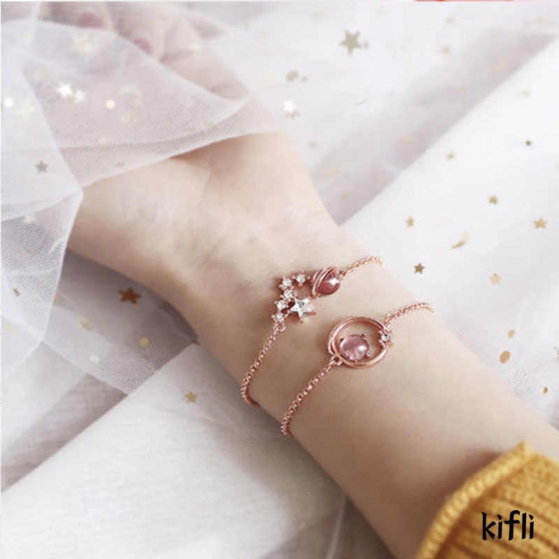 Korea Fantasy,Starry Sky Universe,Star Key Pink,Cat Eye,Gelang Fashion Mahasiswa