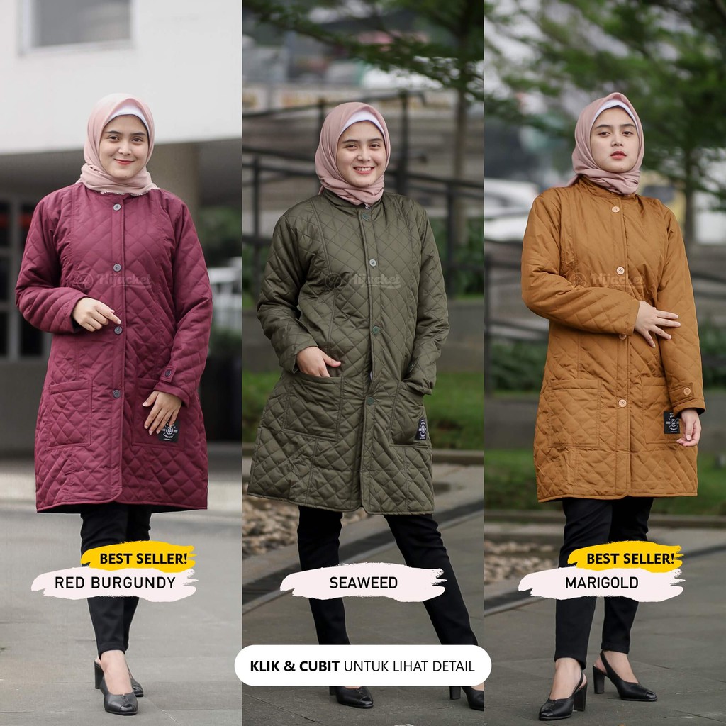 Jaket Panjang Wanita Muslimah Anti Air Coat Cewek Baju Hangat Perempuan Hijacket Hijaber-2