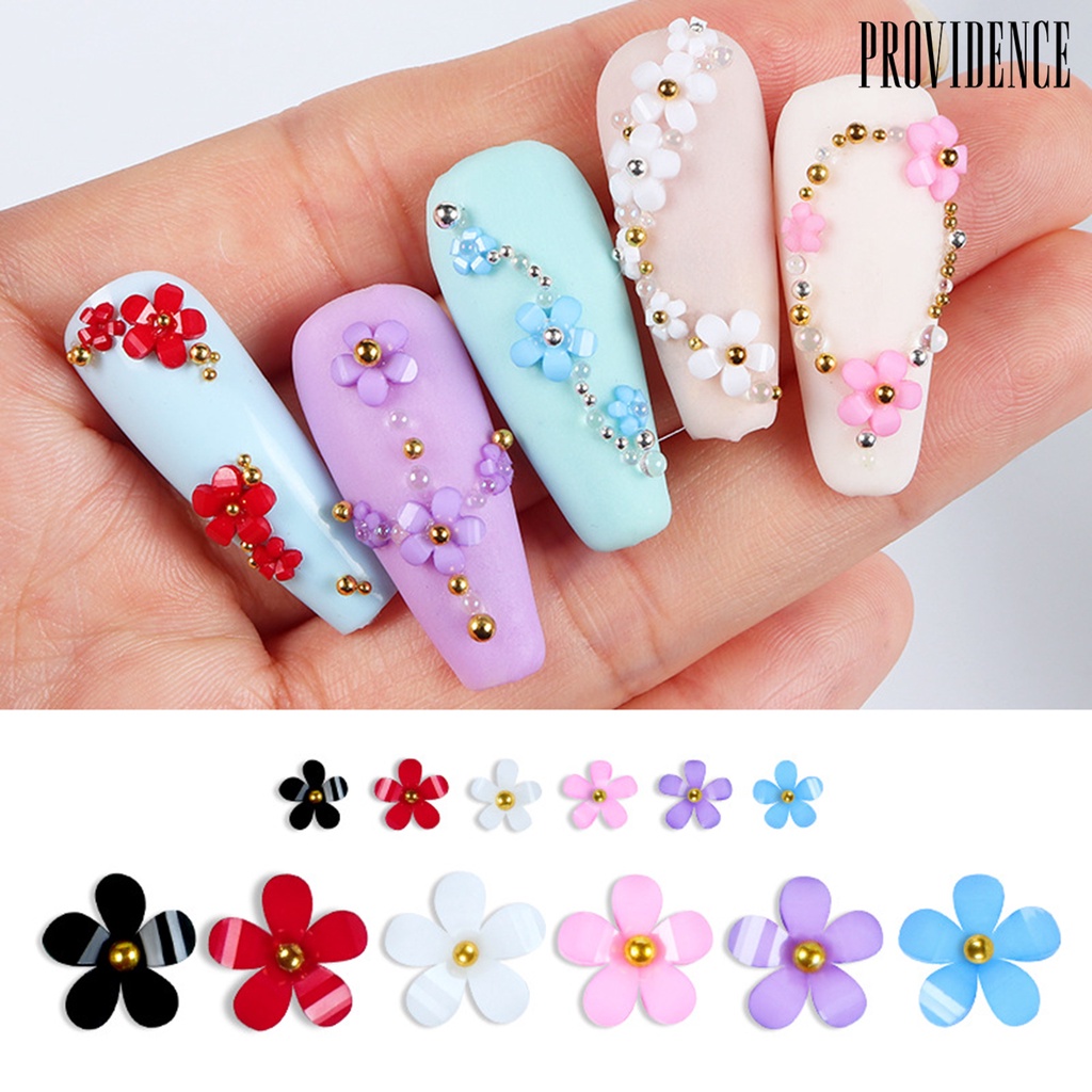 Providence 6 Sekat / Set Hiasan Kuku Bentuk Bunga Bahan Resin Untuk Aksesoris Nail Art / Manicure