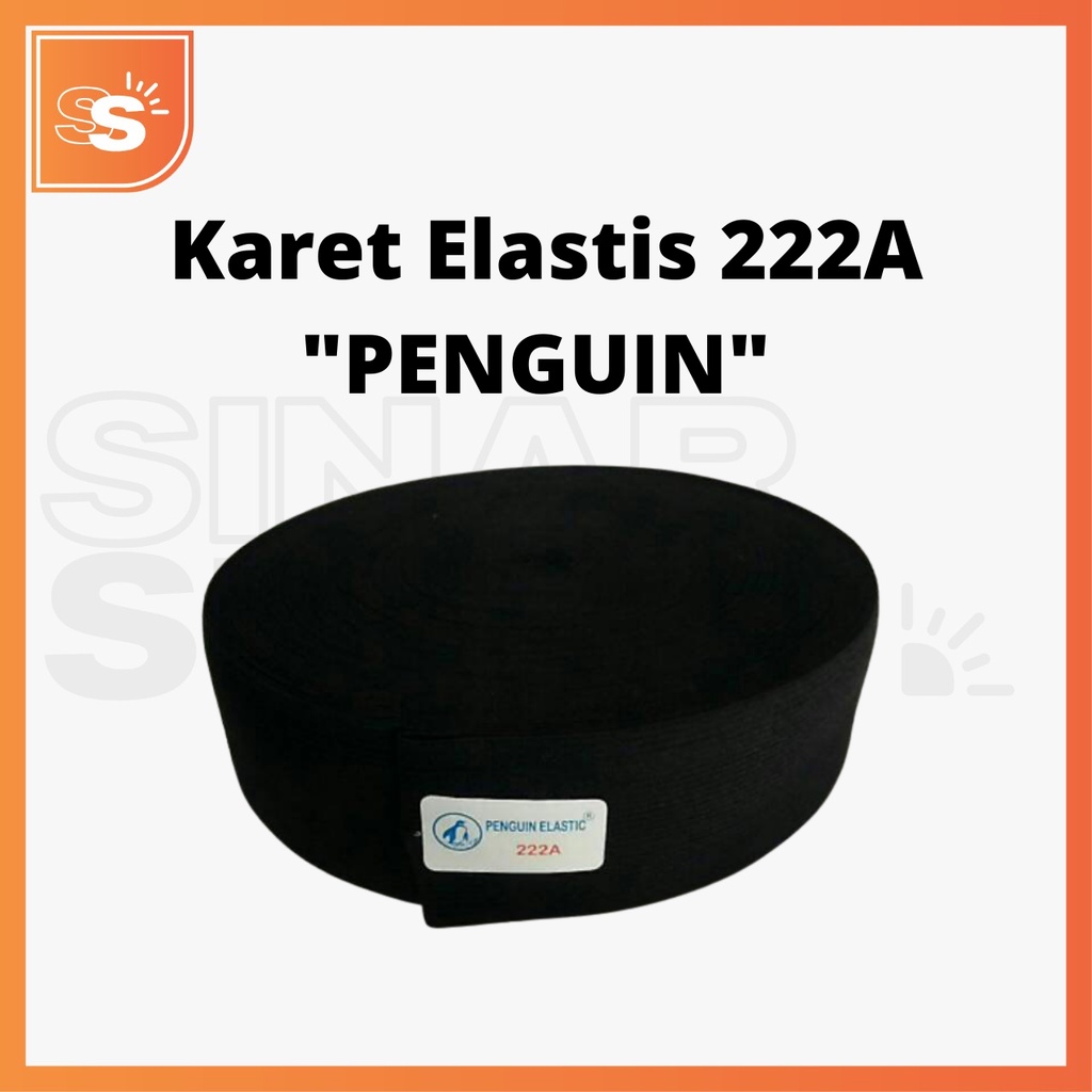 Karet Elastis Penguin 222A Ukuran 5cm Warna Putih / Hitam