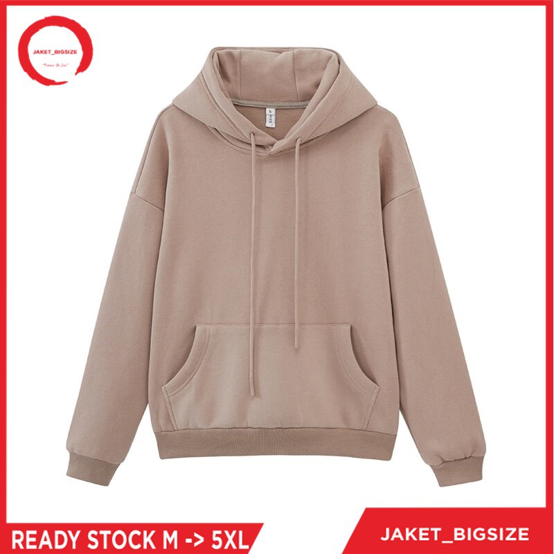 Sweater Hoodie Polos Pria Wanita Premium Distro gramasi 250gsm warna MOCCA / COKLAT MUDA