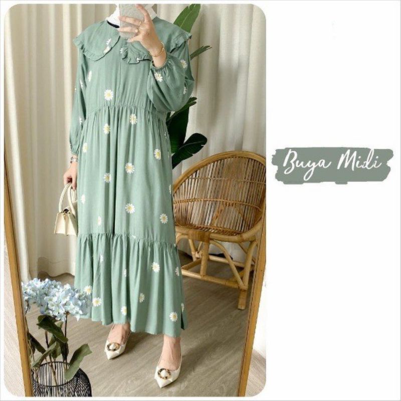 Buya midi dress gamis rayon viscose