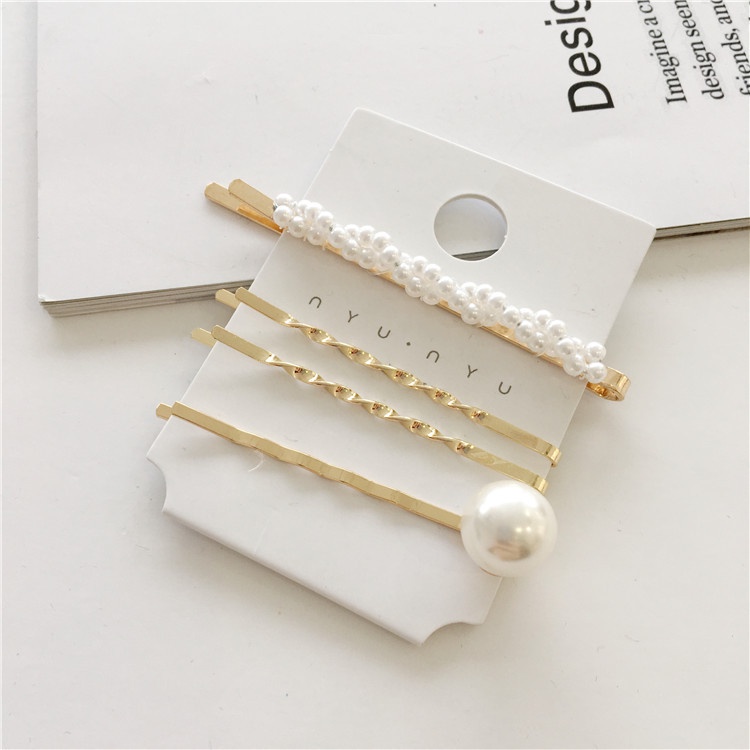 Metal Pearl Hairpin Combination Accessories Korea Simple Temperament Personality