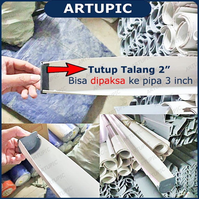 Tutup Talang 2 Inch SETENGAH LINGKARAN untuk talang minum ayam pipa pralon 2 inch
