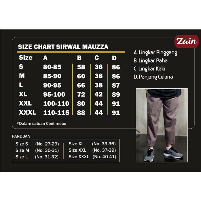 Celana Sirwal mauzza laaisbal sunnah muslim best seller by zain sirwal bahan drill premium size S-XL