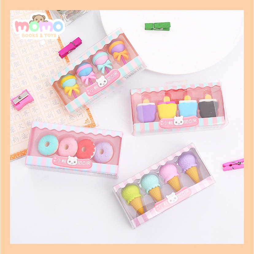 

[MOMO] Penghapus Donat/Eskrim/Lollipop Motif Lucu Aesthetic | Cute Eraser for Notebook Buku Catatan Alat Tulis Import Murah