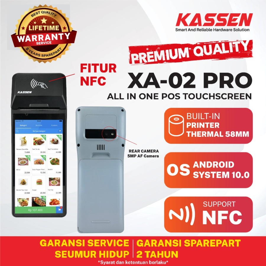 MESIN KASIR POS ANDROID MOBILE WIFI 4G PAPER 58 | KASSEN XA 02 PRO