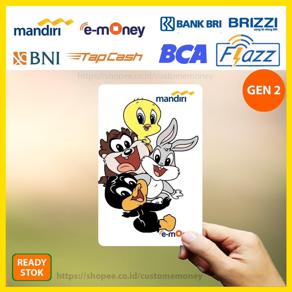 KARTU EMONEY BABY LOONEY TUNES KECIL ETOLL E-MONEY MANDIRI Flazz GEN 2 TAPCASH BRIZZI - 1 SISI
