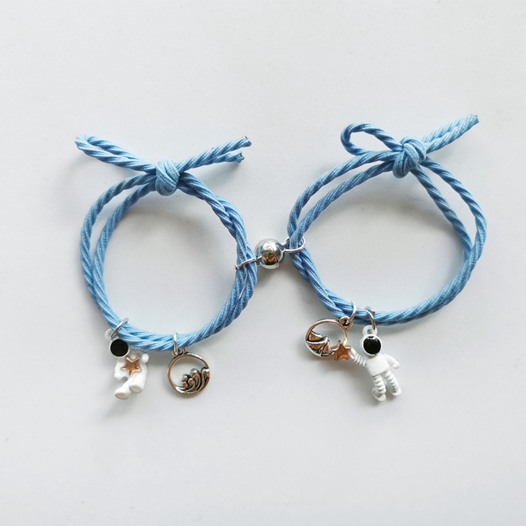 Hu Hu Hu Hu Hu Alat Bantu Pasang Kacamata♡ 2pcs Gelang Magnetik Bahan Alloy Dengan Liontin Spaceman Untuk Anak Perempuan