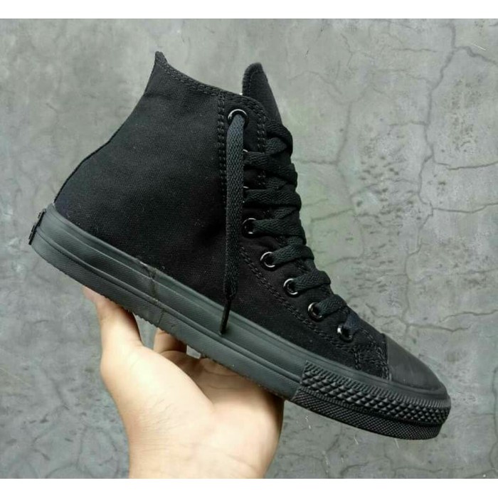 Sepatu Convers High Full Black Sepatu Hitam Polos Sneaker Pria Wanita Sepatu Sekolah smp sma