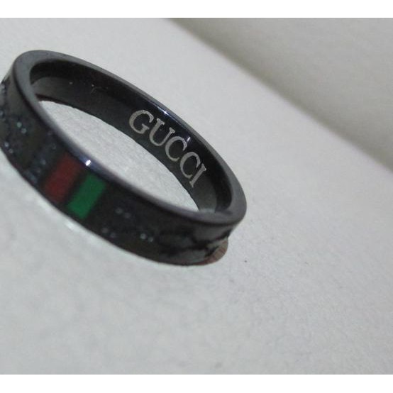 GUCCI Black Stainless Steel Ring 