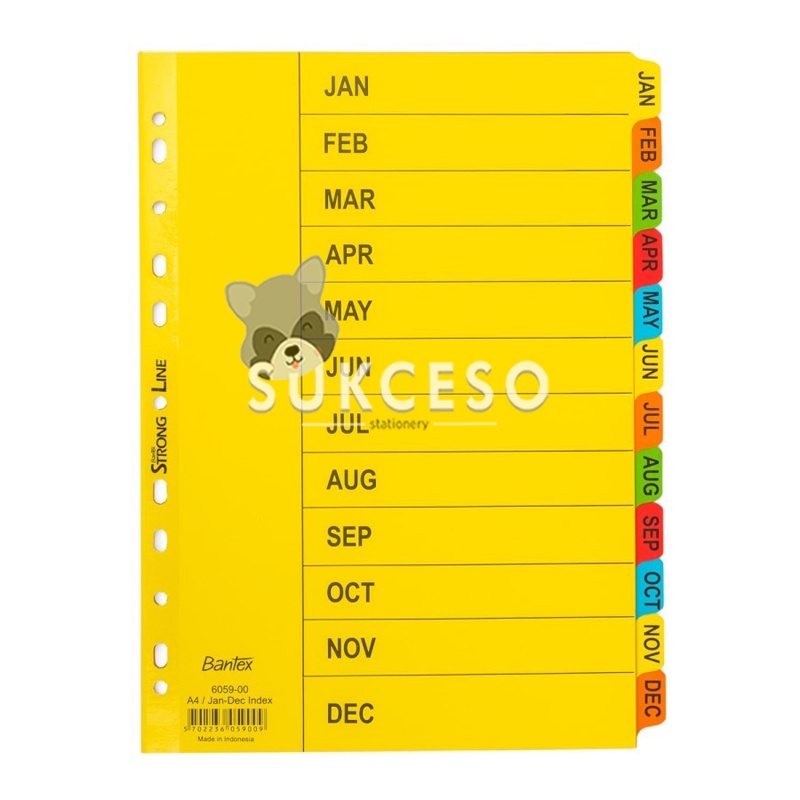 

Bantex A4 6059 00 Jan-Dec Index/ Pembatas Buku Murah