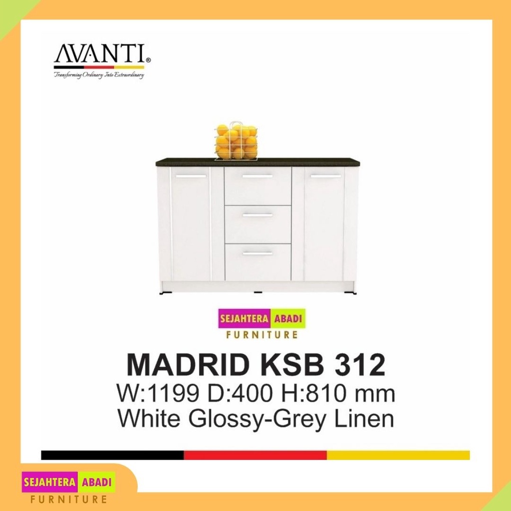 kitchen set bawah, sideboard KSB 312 white glossy avanti furniture
