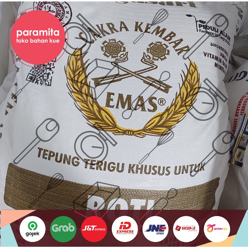 Bogasari Tepung Terigu Cakra Kembar Emas Repack / Curah 1kg